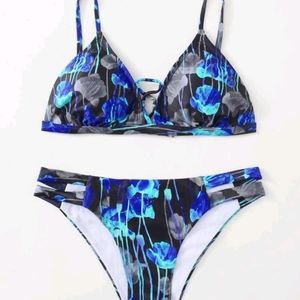 Blue gray cute bikini set